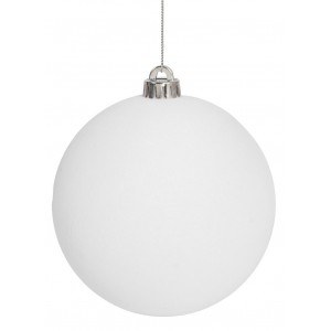 Λευκή Βελουτέ Πλαστική Χριστουγεννιάτικη Μπάλα 15cm