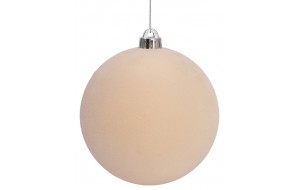 Μπέζ Βελουτέ Πλαστική Χριστουγεννιάτικη Μπάλα 10cm,Σέτ/4 Τεμαχίων