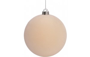 Μπέζ Βελουτέ Πλαστική Χριστουγεννιάτικη Μπάλα 12cm,Σέτ/2 Τεμαχίων