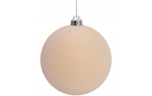 Μπέζ Βελουτέ Πλαστική Χριστουγεννιάτικη Μπάλα 15cm