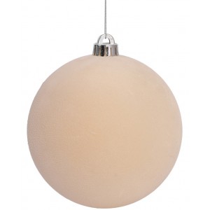 Μπέζ Βελουτέ Πλαστική Χριστουγεννιάτικη Μπάλα 15cm