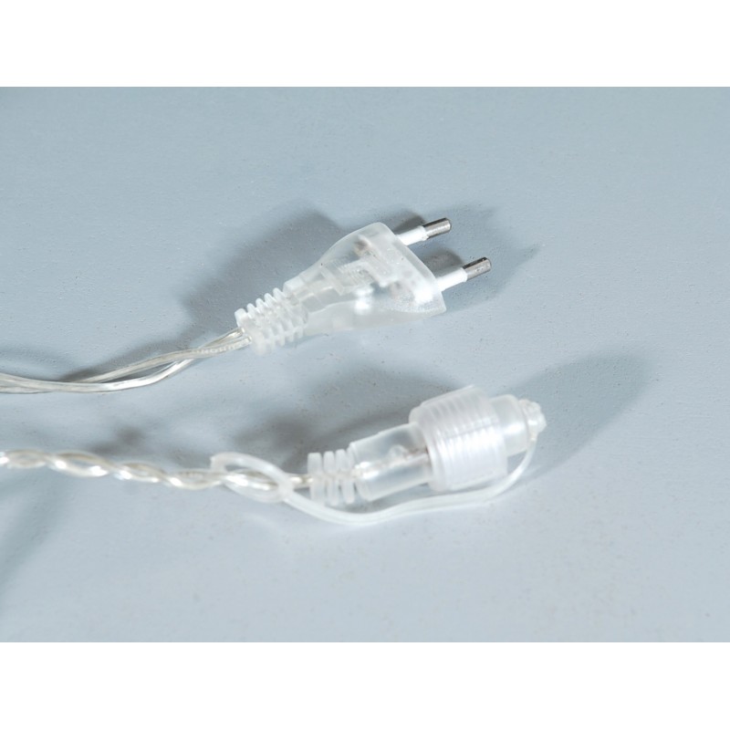 100 Led λαμπάκια ασύμμετρη κουρτίνα IP20 με επέκταση διάφανο καλώδιο λευκό ψυχρό φως 2x0.7μ