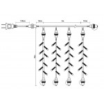 1000 Led συμμετρική κουρτίνα rubber Ip44 με επέκταση με λευκό καλώδιο και θερμό λευκό φως 2x10 μέτρα