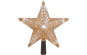 Κορυφή χριστουγεννιάτικου δέντρου αστέρι σε χρυσή απόχρωση με ενσωματωμένο φωτισμό και προγράμματα 22 εκ