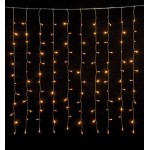 240 Led λαμπάκια κουρτίνα IP44 με επέκταση διάφανο καλώδιο και θερμό λευκό φως 2x1μ