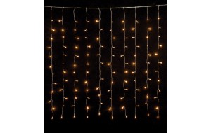 240 Led λαμπάκια κουρτίνα IP44 με επέκταση διάφανο καλώδιο και θερμό λευκό φως 2x1μ