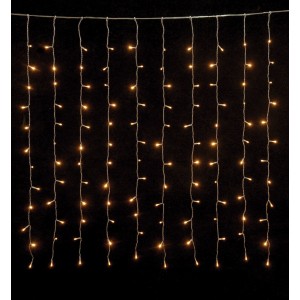 240 Led λαμπάκια κουρτίνα IP44 με επέκταση διάφανο καλώδιο και θερμό λευκό φως 2x1μ