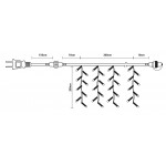360 Led λαμπάκια κουρτίνα IP44 με επέκταση διάφανο καλώδιο και θερμό λευκό φως 2x2μ