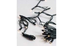 Χριστουγεννιάτικα λαμπάκια 100 LED Rubber με θερμό λευκό φωτισμό και πράσινο καλώδιο με επέκταση χωρίς καλώδιο παροχής IP65 10 μ