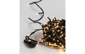Χριστουγεννιάτικα λαμπάκια 500 LED με θερμό λευκό φωτισμό και πράσινο καλώδιο All Flasher με επέκταση IP44 25 μ