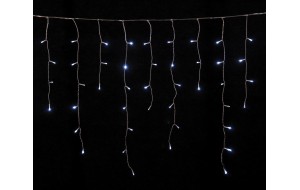 Χριστουγεννιάτικη ασύμμετρη κουρτίνα 100 LED επεκτεινόμενη με πρόγραμμα All Flash διάφανο καλώδιο και θερμό λευκό φως IP44 200x70 εκ