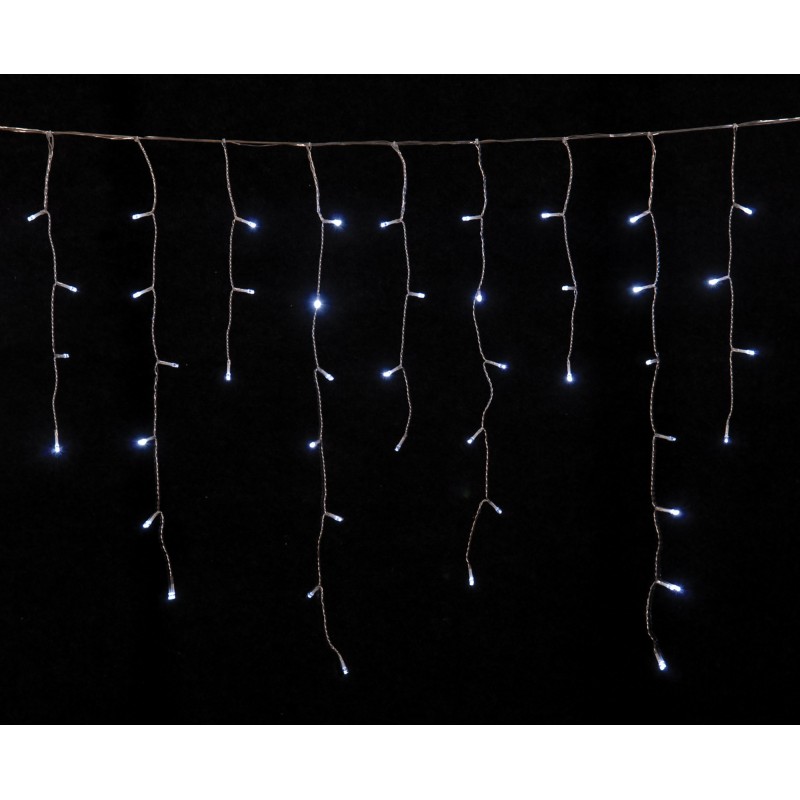 Χριστουγεννιάτικη ασύμμετρη κουρτίνα 100 LED επεκτεινόμενη με πρόγραμμα All Flash διάφανο καλώδιο και θερμό λευκό φως IP44 200x70 εκ