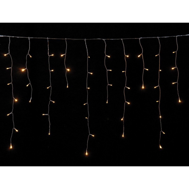 Χριστουγεννιάτικη ασύμμετρη κουρτίνα 100 LED επεκτεινόμενη με πρόγραμμα All Flash διάφανο καλώδιο και λευκό ψυχρό φως IP44 200x70 εκ