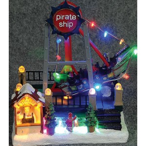Χριστουγεννιάτικο διακοσμητικό πειρατικό καράβι με μουσική φως και κίνηση 19x12x22 εκ