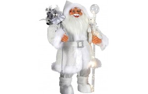 Διακοσμητικός Άγιος Βασίλης Με Φωτιζόμενο Μπαστούνι Μπαταρίας 80cm