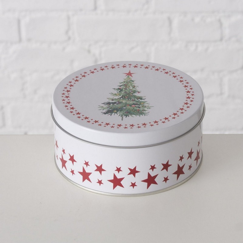 Χριστουγεννιάτικα μεταλλικά κουτιά αποθήκευσης σε λευκή απόχρωση με σχέδιο στολισμένο δέντρο σετ τριών τεμαχίων Χριστουγεννιάτικα μεταλλικά κουτιά αποθήκευσης σε λευκή απόχρωση με σχέδιο στολισμένο δέντρο σετ τριών τεμαχίων