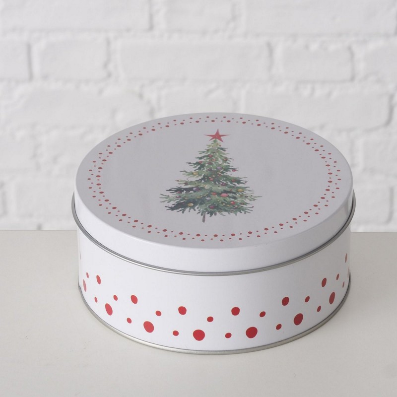 Χριστουγεννιάτικα μεταλλικά κουτιά αποθήκευσης σε λευκή απόχρωση με σχέδιο στολισμένο δέντρο σετ τριών τεμαχίων Χριστουγεννιάτικα μεταλλικά κουτιά αποθήκευσης σε λευκή απόχρωση με σχέδιο στολισμένο δέντρο σετ τριών τεμαχίων