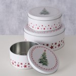 Χριστουγεννιάτικα μεταλλικά κουτιά αποθήκευσης σε λευκή απόχρωση με σχέδιο στολισμένο δέντρο σετ τριών τεμαχίων Χριστουγεννιάτικα μεταλλικά κουτιά αποθήκευσης σε λευκή απόχρωση με σχέδιο στολισμένο δέντρο σετ τριών τεμαχίων