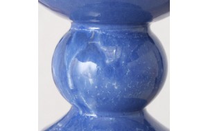 Peruya κεραμικό στρογγυλό κηροπήγιο σε μπλε χρώμα 10x23 εκ