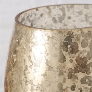 Halma γυάλινο στρογγυλό διακοσμητικό βάζο με κρακελέ εφέ σε χρυσή απόχρωση 14x13 εκ