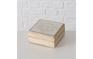 Κουτιά αποθήκευσης από ξύλο μάνγκο με σκάλισμα σετ τριών τεμαχίων