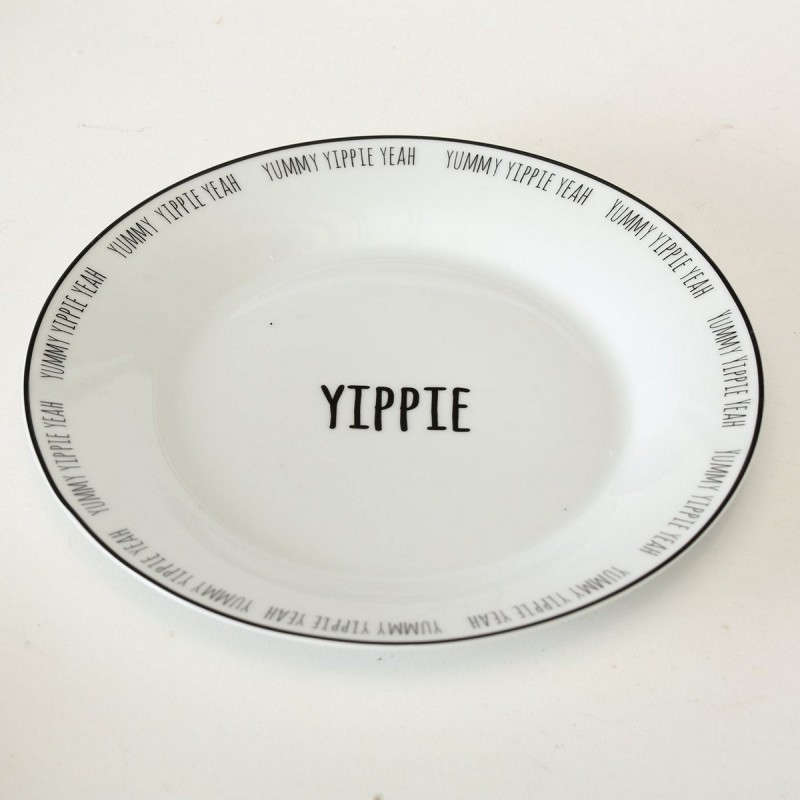 Yummi στρογγυλά πιάτα από πορσελάνη σε τρία σχέδια με λευκή απόχρωση σετ 3 τεμαχίων 19 εκ
