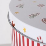 Χριστουγεννιάτικα μεταλλικά κουτιά αποθήκευσης σε λευκή και ριγέ απόχρωση με σχέδια σετ τριών τεμαχίων