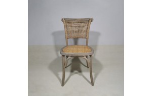 Toon Wood ξύλινη καρέκλα σε φυσική απόχρωση με πλάτη από ρατάν και ψάθινο κάθισμα 45x42x89 εκ