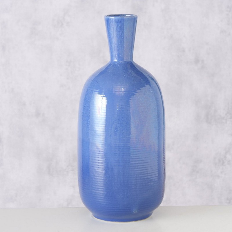 Elikia κεραμικό διακοσμητικό βάζο σε μπλε χρώμα 16x37 εκ