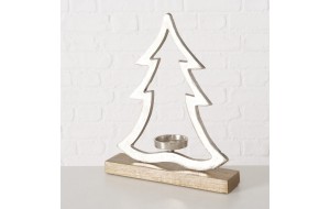 Χριστουγεννιάτικο κηροπήγιο για ρεσώ σε σχήμα δέντρου σε δύο ασημί σχέδια σετ δύο τεμαχίων 