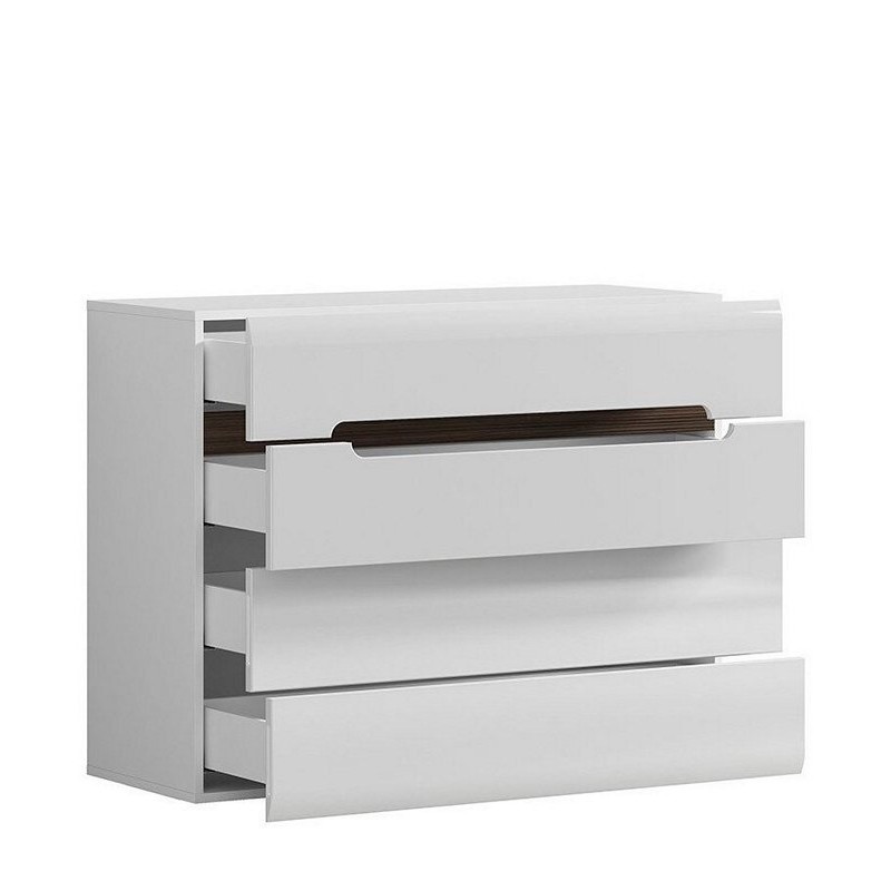 New York συρταριέρα από MDF σε λευκό χρώμα με τέσσερα συρτάρια 105,5x41x84 εκ