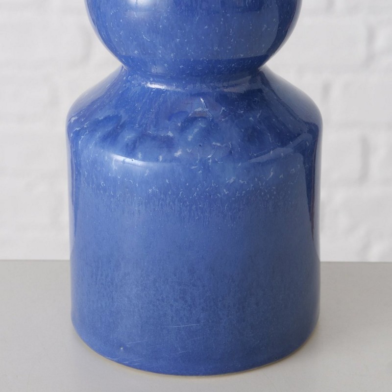 Peruya κεραμικό στρογγυλό κηροπήγιο σε μπλε χρώμα 10x16 εκ