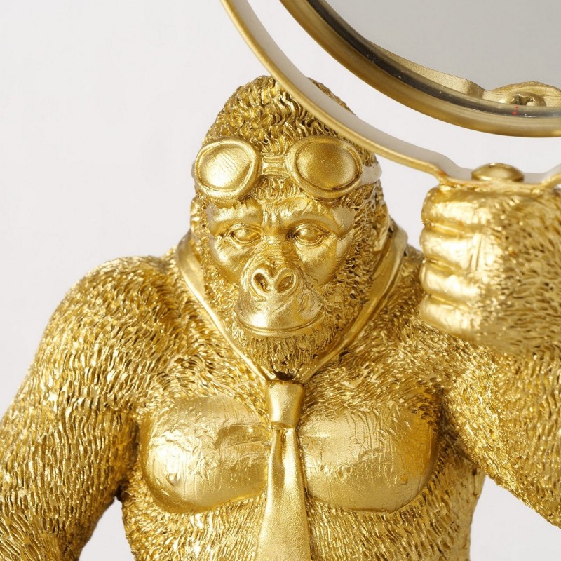 Greggy επιτραπέζιος διακοσμητικός καθρέπτης με φιγούρα γορίλα από πολυρεζίνη σε χρυσό χρώμα 14x7x30 εκ