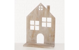 Hallein ξύλινο επιτοίχιο διακοσμητικό σπίτι σε δύο χρώματα σετ 2 τεμαχίων 38x14x55 εκ