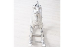 Ansija επιδαπέδιο μεταλλικό διακοσμητικό τραμπάλα με άλογο σε ασημί απόχρωση 120x39x115 εκ