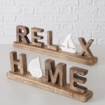 Ξύλινα επιτραπέζια διακοσμητικά Relax - Home από ξύλο μάνγκο σε φυσική απόχρωση σετ 2 τεμαχίων 50x6x13 εκ