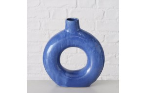 Peruya κεραμικό στρογγυλό διακοσμητικό βάζο σε μπλε χρώμα 19x21 εκ