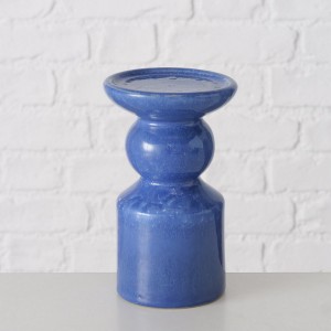 Peruya κεραμικό στρογγυλό κηροπήγιο σε μπλε χρώμα 10x16 εκ