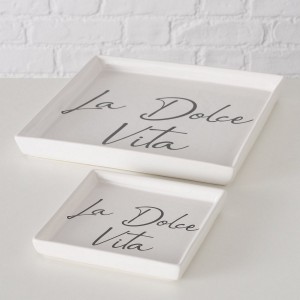 Dolce Vita δίσκοι από πορσελάνη σε λευκό χρώμα σετ 2 τεμαχίων