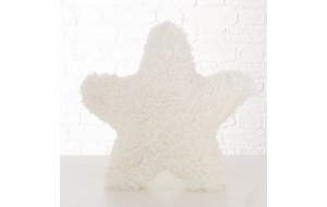 Χριστουγεννιάτικο διακοσμητικό γούνινο μαξιλάρι με σχήμα αστεριού σε λευκή απόχρωση 46 εκ
