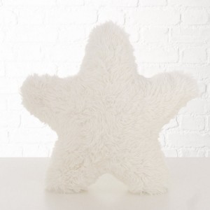 Χριστουγεννιάτικο διακοσμητικό γούνινο μαξιλάρι με σχήμα αστεριού σε λευκή απόχρωση 46 εκ