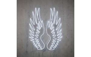 Διακοσμητικά επιτοίχια φτερά Neon με ενσωματωμένο LED φωτισμό σε λευκή απόχρωση 95x188 εκ
