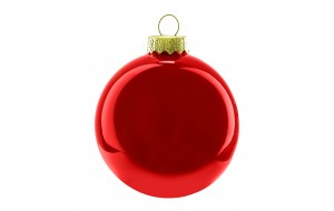 Χριστουγεννιάτικη γυαλιστερή γυάλινη μπάλα σε κόκκινη απόχρωση 15 εκ