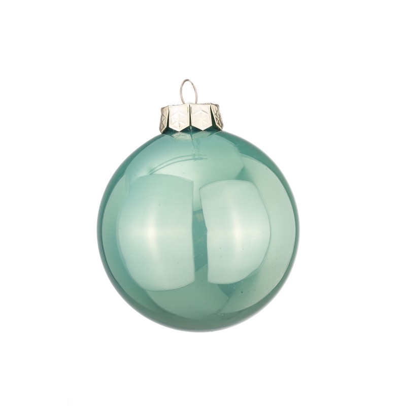 Χριστουγεννιάτικη γυαλιστερή γυάλινη μπάλα σε βεραμάν απόχρωση 15 εκ