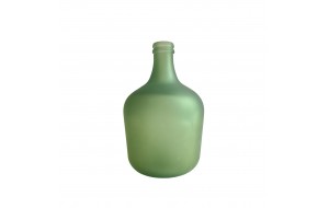 Vetro γυάλινο διακοσμητικό βάζο με σχήμα μπουκαλιού σε πράσινο ματ χρώμα 26x42 εκ