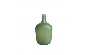 Vetro γυάλινο διακοσμητικό βάζο με σχήμα μπουκαλιού σε πράσινο ματ χρώμα 18x30 εκ