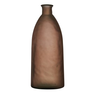 Vetro γυάλινο διακοσμητικό βάζο με σχήμα μπουκαλιού σε καφέ ματ χρώμα 24x61 εκ