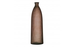 Vetro γυάλινο διακοσμητικό επιδαπέδιο βάζο με σχήμα μπουκαλιού σε καφέ ματ χρώμα 22x81 εκ
