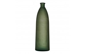 Vetro γυάλινο διακοσμητικό επιδαπέδιο βάζο με σχήμα μπουκαλιού σε πράσινο ματ χρώμα 22x81 εκ
