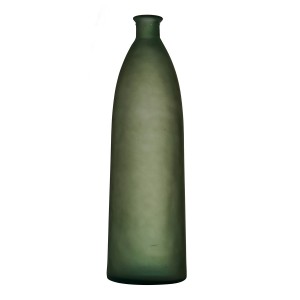 Vetro γυάλινο διακοσμητικό βάζο με σχήμα μπουκαλιού σε πράσινο ματ χρώμα 22x81 εκ